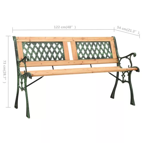 öntöttvas és tömör fenyőfa kerti pad 122 cm
