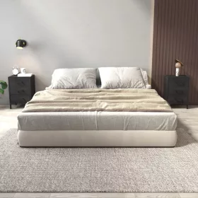  2 db fekete tömör fenyőfa éjjeliszekrény 40x30x55 cm