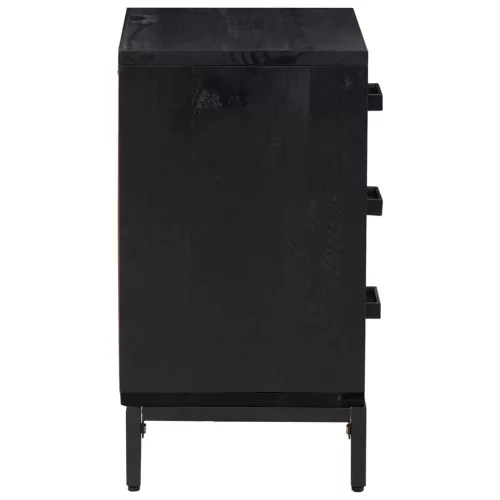  2 db fekete tömör fenyőfa éjjeliszekrény 40x30x55 cm