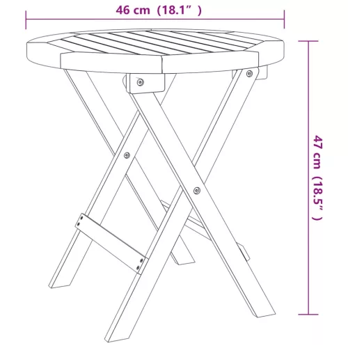  tömör akácfa összecsukható kerti asztal Ø 46 cm
