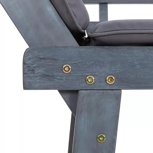  2 az 1-ben szürke tömör akácfa kerti pad párnákkal 190 cm