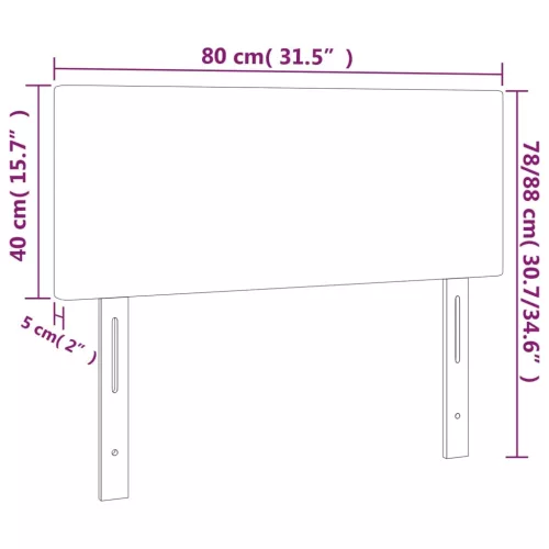  fekete szövet LED-es fejtámla 80 x 5 x 78/88 cm