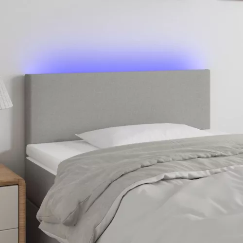  világosszürke szövet LED-es fejtámla 100x5x78/88 cm