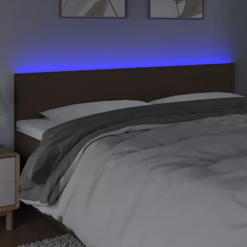  sötétbarna szövet LED-es fejtámla 200x5x78/88 cm