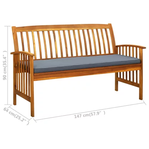  tömör akácfa kerti pad párnával 147 cm