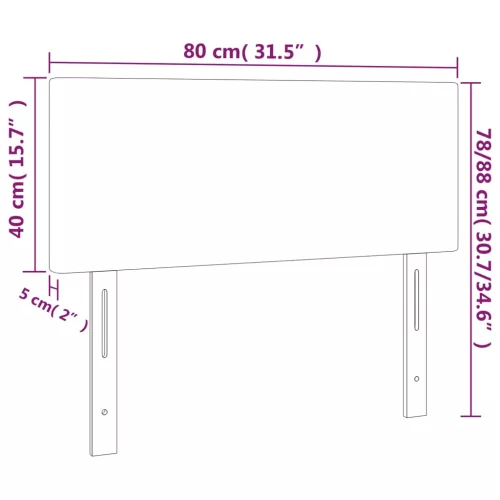  világosszürke bársony LED-es fejtámla 80 x 5 x 78/88 cm