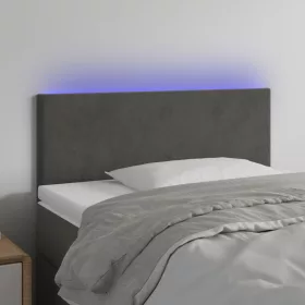  sötétszürke bársony LED-es fejtámla 90x5x78/88 cm