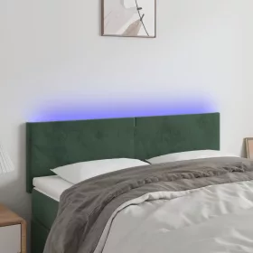  sötétzöld bársony LED-es fejtámla 144x5x78/88 cm