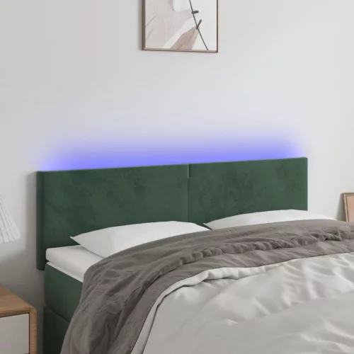  sötétzöld bársony LED-es fejtámla 144x5x78/88 cm