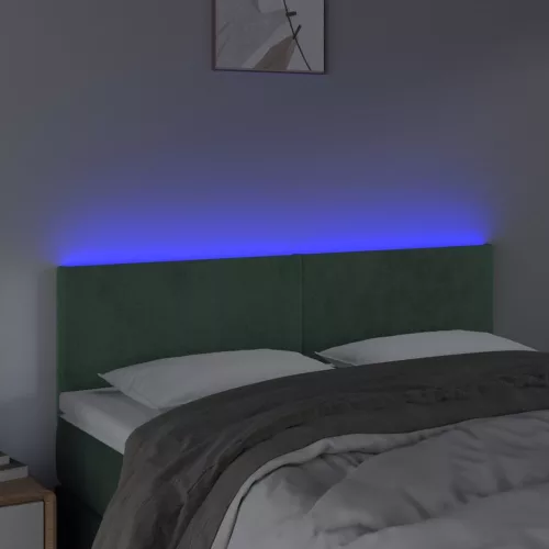 sötétzöld bársony LED-es fejtámla 144x5x78/88 cm