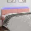  rózsaszín bársony LED-es fejtámla 180x5x78/88 cm