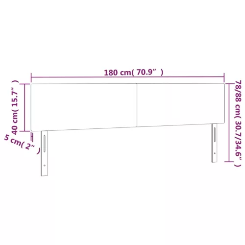  rózsaszín bársony LED-es fejtámla 180x5x78/88 cm