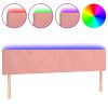  rózsaszín bársony LED-es fejtámla 200x5x78/88 cm