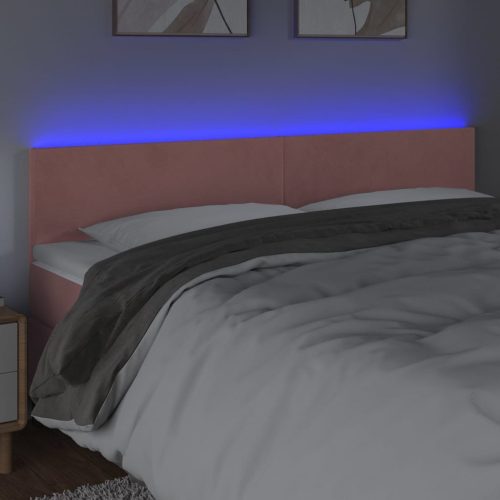  rózsaszín bársony LED-es fejtámla 200x5x78/88 cm