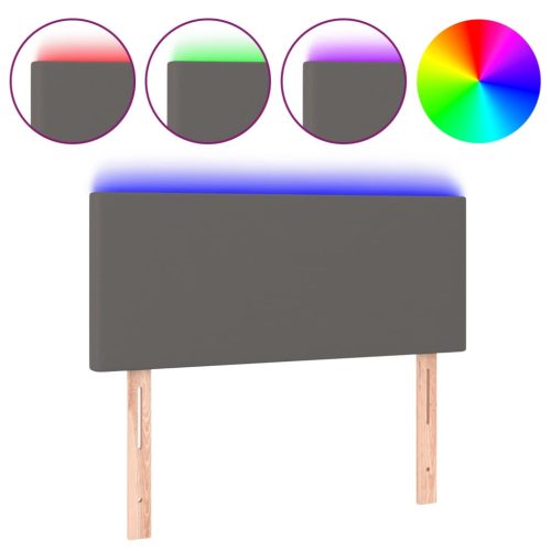  szürke műbőr LED-es fejtámla 80 x 5 x 78/88 cm