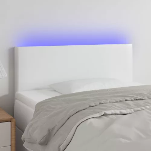  fehér műbőr LED-es fejtámla 90 x 5 x 78/88 cm 