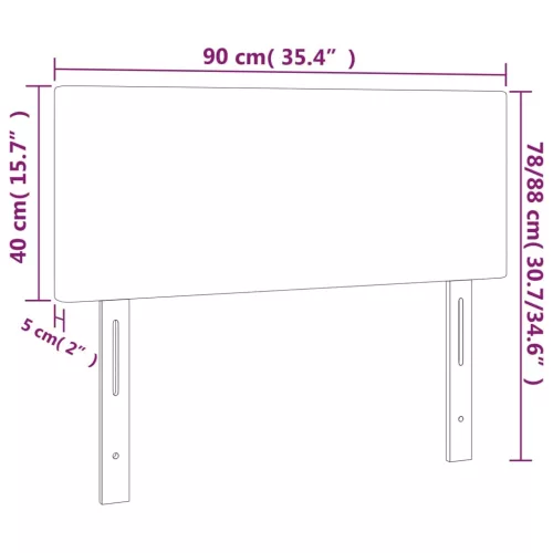  fehér műbőr LED-es fejtámla 90 x 5 x 78/88 cm 