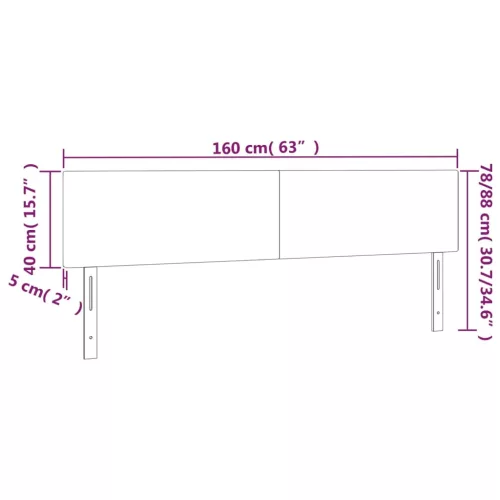  szürke műbőr LED-es fejtámla 160 x 5 x 78/88 cm