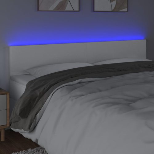  fehér műbőr LED-es fejtámla 180 x 5 x 78/88 cm