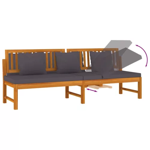  tömör akácfa kanapé szürke párnákkal 200 x 60 x 75 cm 