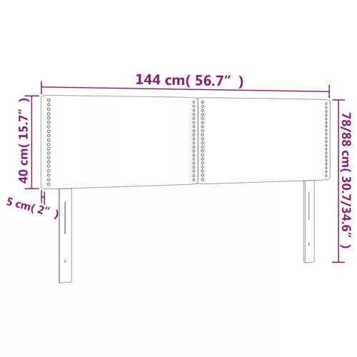  világosszürke szövet LED-es fejtámla 144 x 5 x 78/88 cm