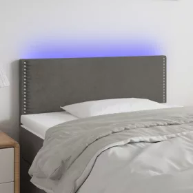  sötétszürke bársony LED-es fejtámla 80 x 5 x 78/88 cm