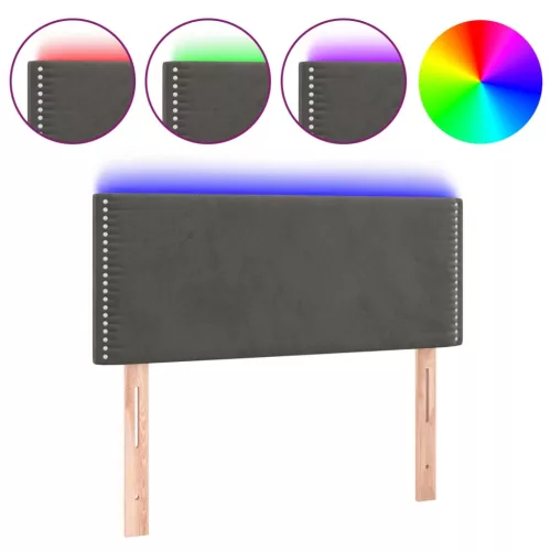  sötétszürke bársony LED-es fejtámla 80 x 5 x 78/88 cm