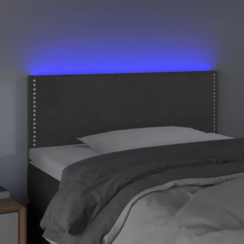  sötétszürke bársony LED-es fejtámla 80 x 5 x 78/88 cm