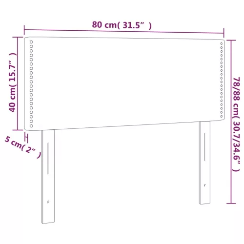  sötétszürke bársony LED-es fejtámla 80 x 5 x 78/88 cm