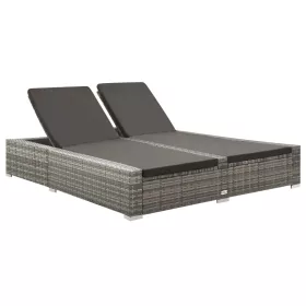  kétszemélyes szürke polyrattan napozóágy