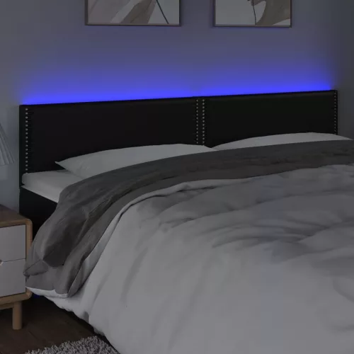  fekete műbőr LED-es fejtámla 200 x 5 x 78/88 cm