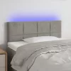  világosszürke bársony LED-es fejtámla 80 x 5 x 78/88 cm