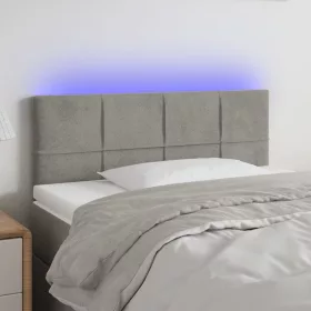  világosszürke bársony LED-es fejtámla 80 x 5 x 78/88 cm