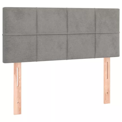  világosszürke bársony LED-es fejtámla 80 x 5 x 78/88 cm