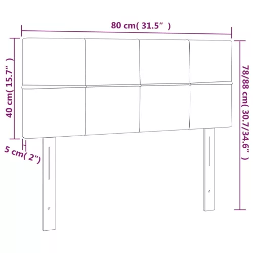  világosszürke bársony LED-es fejtámla 80 x 5 x 78/88 cm