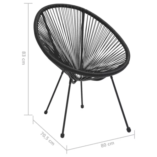  2 db fekete rattan kerti kagylószék