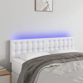  fehér műbőr LED-es fejtámla 144 x 5 x 78/88 cm