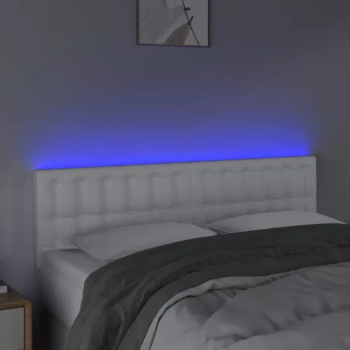  fehér műbőr LED-es fejtámla 144 x 5 x 78/88 cm
