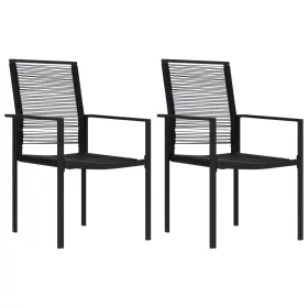  2 db fekete PVC rattan kerti szék