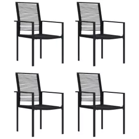  4 db fekete PVC rattan kerti szék