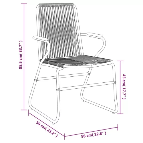  2 db fekete PVC rattan kerti szék 58 x 59 x 85,5 cm