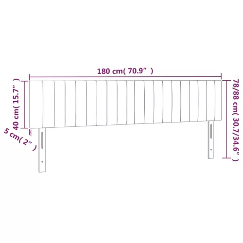  fekete szövet LED-es fejtámla 180x5x78/88 cm
