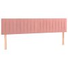  rózsaszín bársony LED-es fejtámla 180x5x78/88 cm