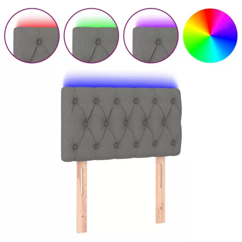  sötétszürke szövet LED-es fejtámla 80 x 7 x 78/88 cm