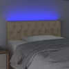  krémszínű szövet LED-es fejtámla 90 x 7 x 78/88 cm