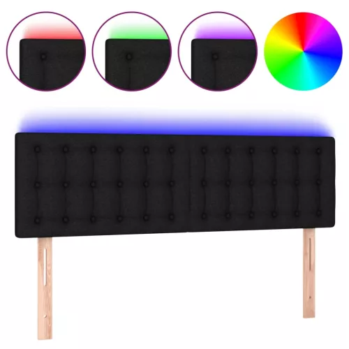  fekete szövet LED-es fejtámla 144x5x78/88 cm