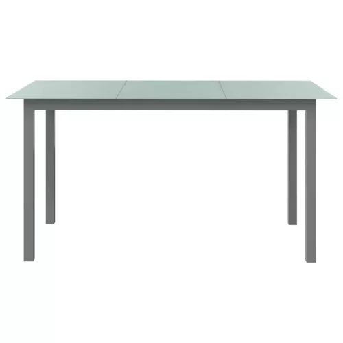  világosszürke alumínium és üveg kerti asztal 150 x 90 x 74 cm
