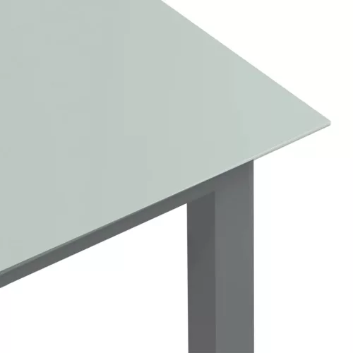  világosszürke alumínium és üveg kerti asztal 150 x 90 x 74 cm