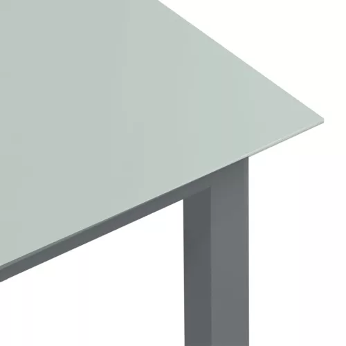  világosszürke alumínium és üveg kerti asztal 190 x 90 x 74 cm