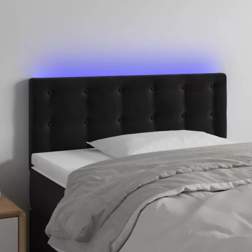  fekete bársony LED-es fejtámla 80 x 5 x 78/88 cm